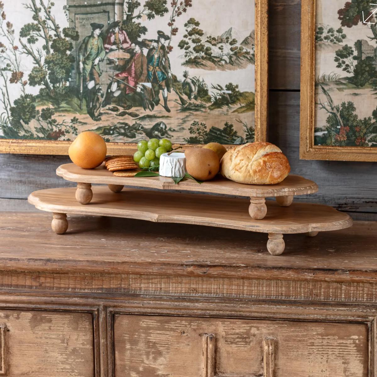 Wooden Footed Serving Platter, two sizes