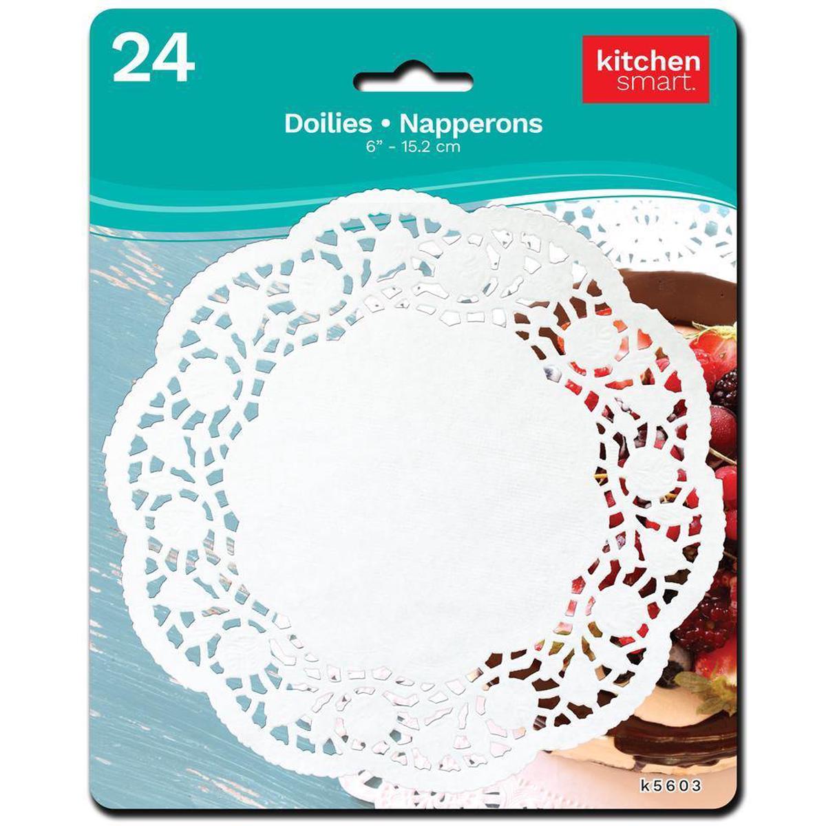 24 Round White Paper Doilies 6in