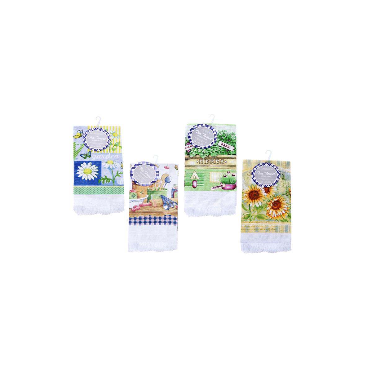 Woven Print Tea Towel Assorted 38x63cm