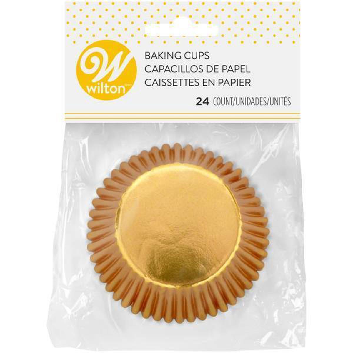 Wilton 24 Paper Baking Cups Gold Foil 2.5in
