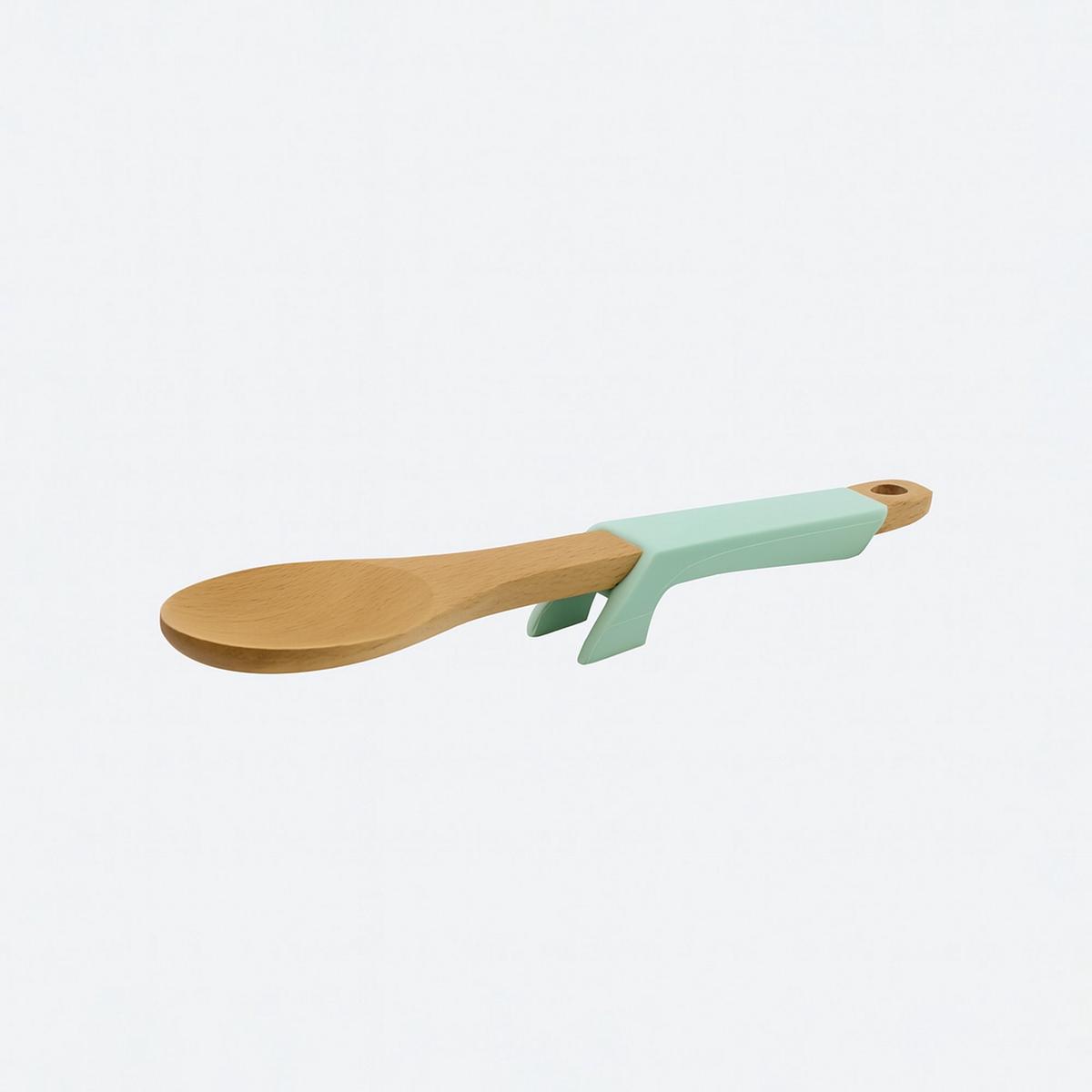 60304-9  Bamboo Spoon   Mint Green Raised Handle