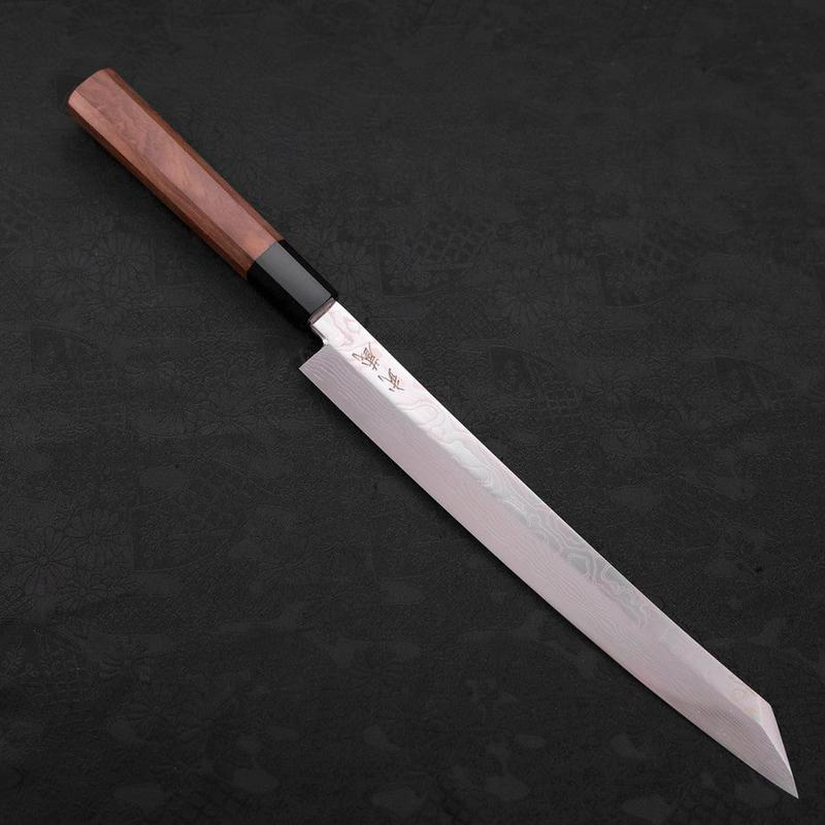 Yanagi Kiritsuke Silver Steel 3 Damascus Mirror Buffalo Walnut Handle 270mm