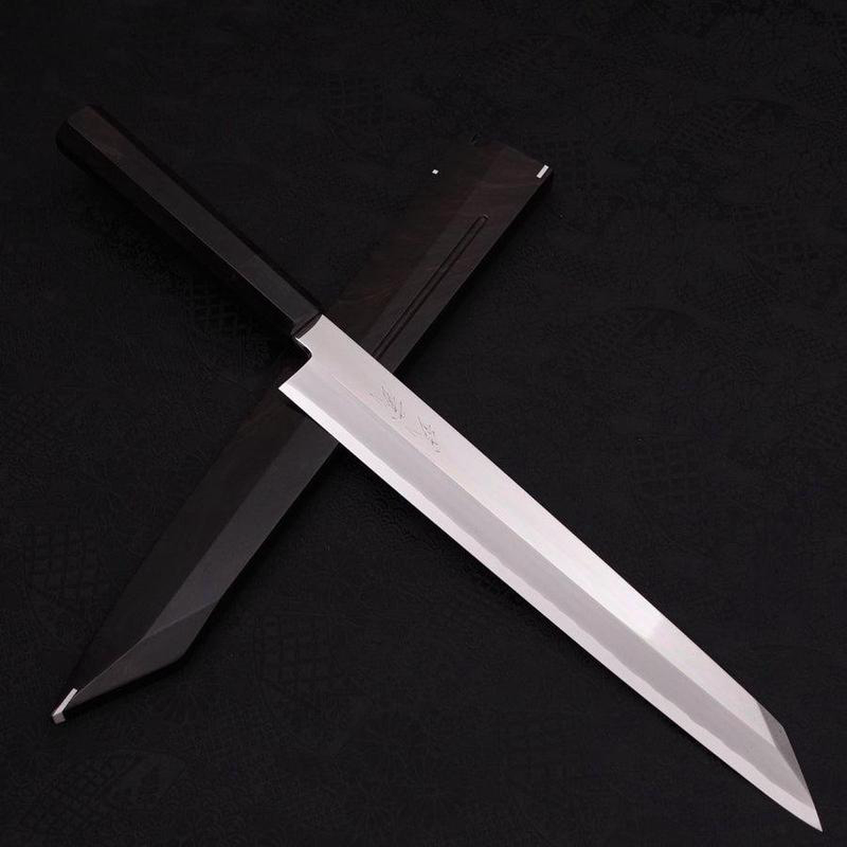 Yanagi Kiritsuke Silver Steel 3 Mirror Buffalo Ebony Handle 270mm