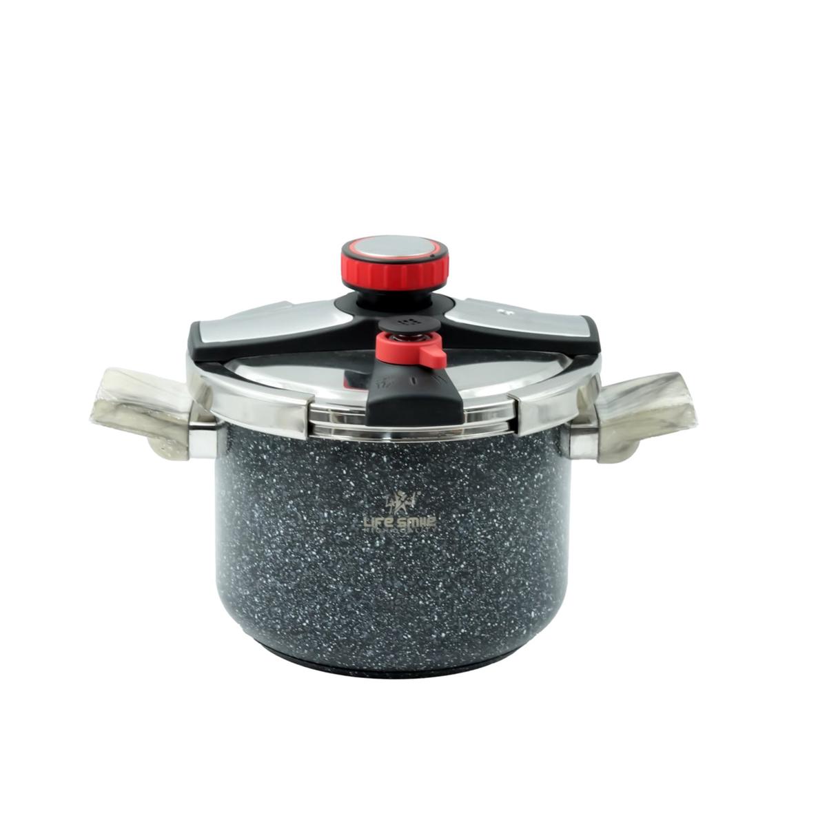 304 S/S Pressure Cooker  Durable Stainless Steel Design with Granite Coating and Safety Lock Mechanism - 6L/ZDS-6M