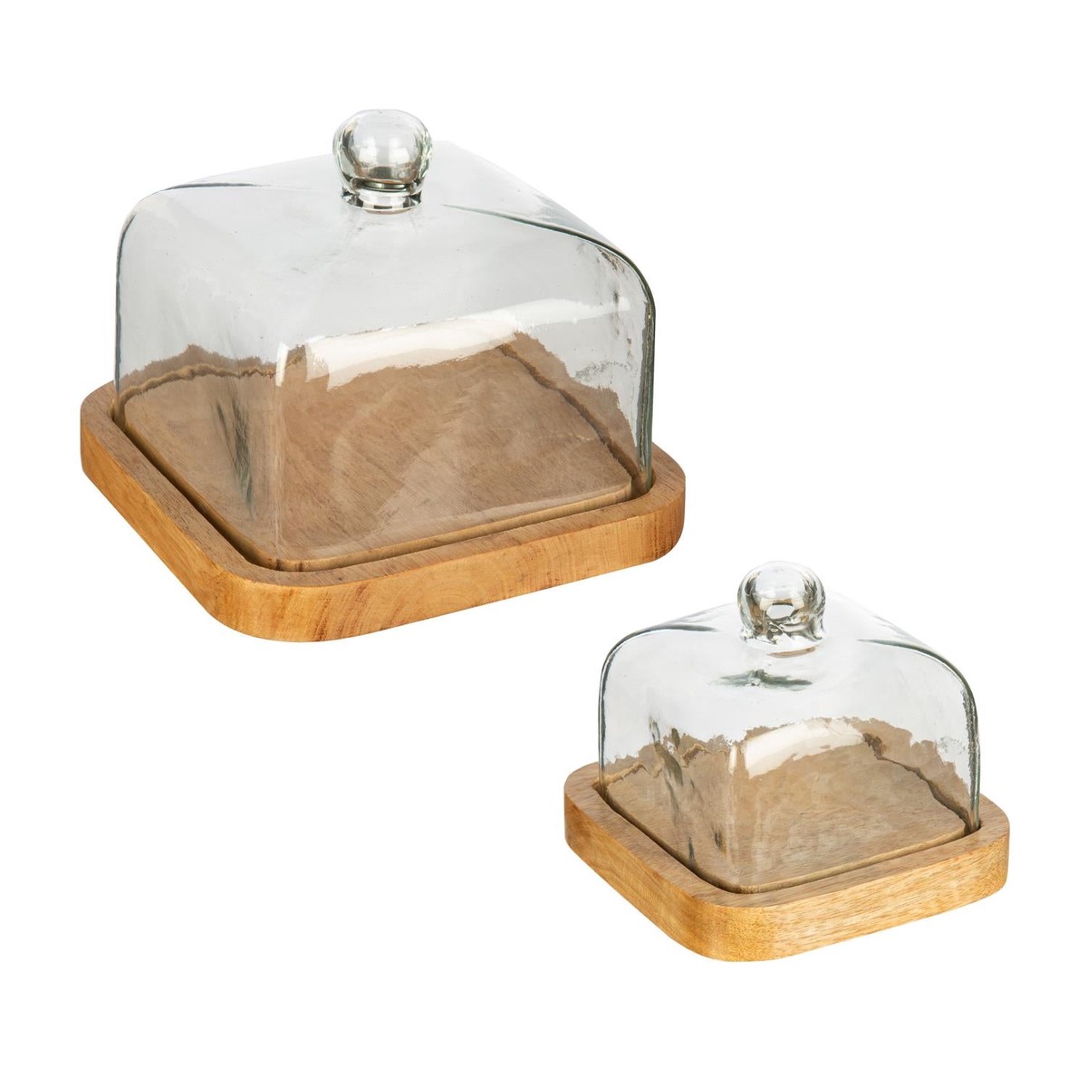 Wood Server w/Glass Dome