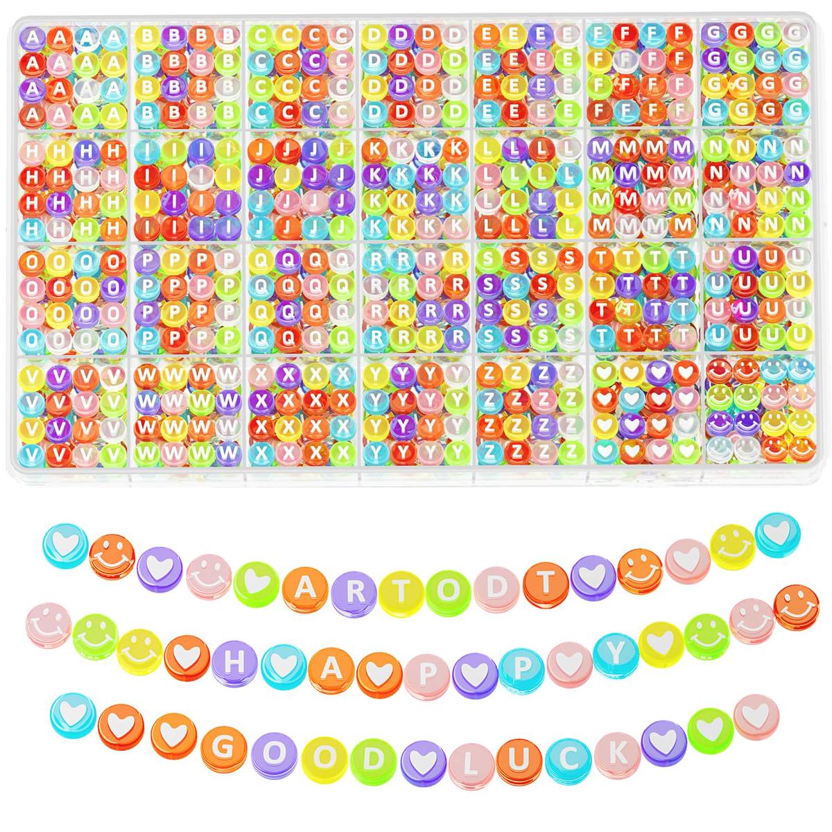 1400 Pieces Letter Beads for Friendship Bracelets Making Kit, 28 Styles Assortment Jewelry Making Supplies Alphabet Beads Set with Cases Preppy Crafts Gifts