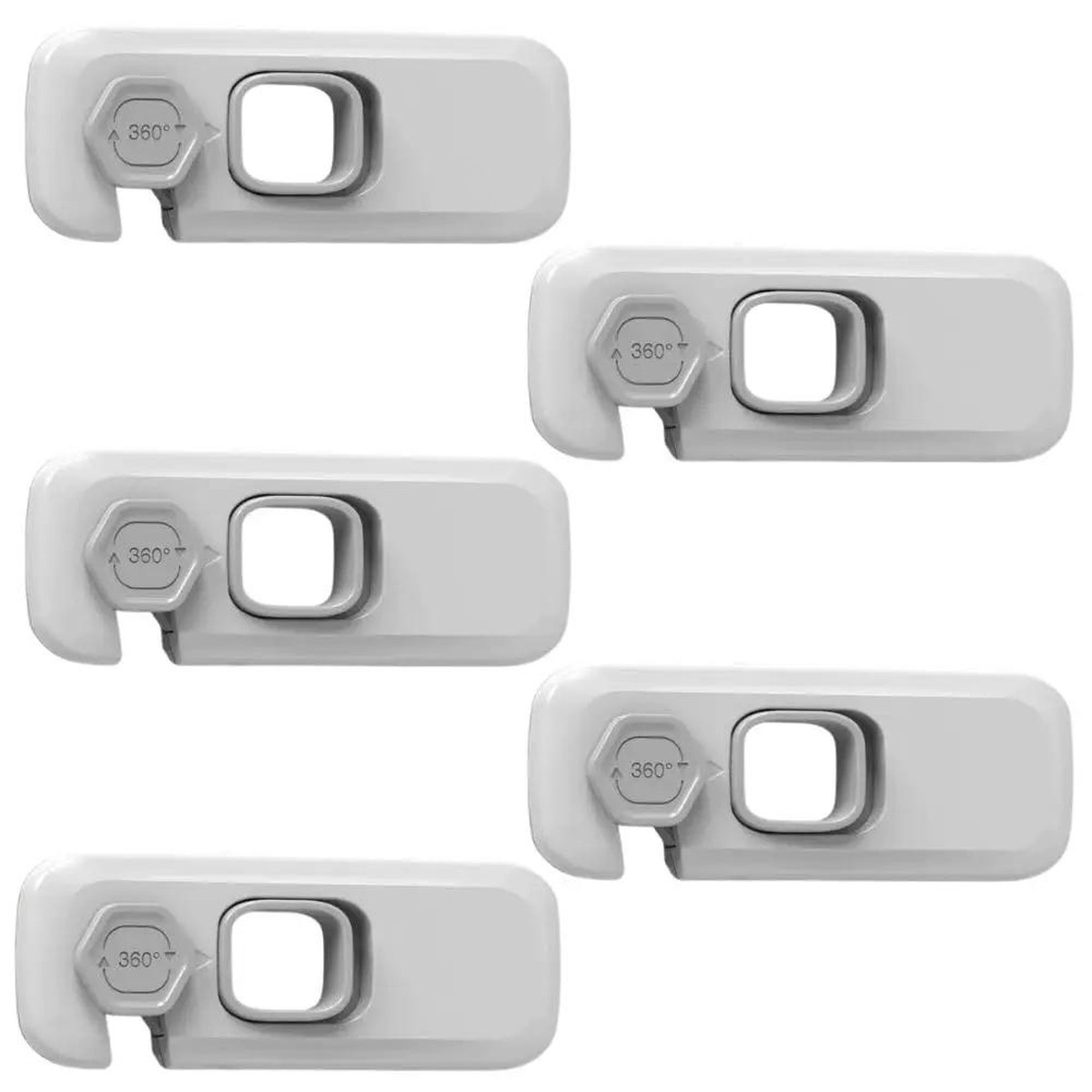 5 Piece Set Universal Cabinet Door Safety Locks With 360 Degree Rotation For Fridges And Drawers Kid Proof And Pet Safe Gray 5 Pack Great Thanksgiving Gift
