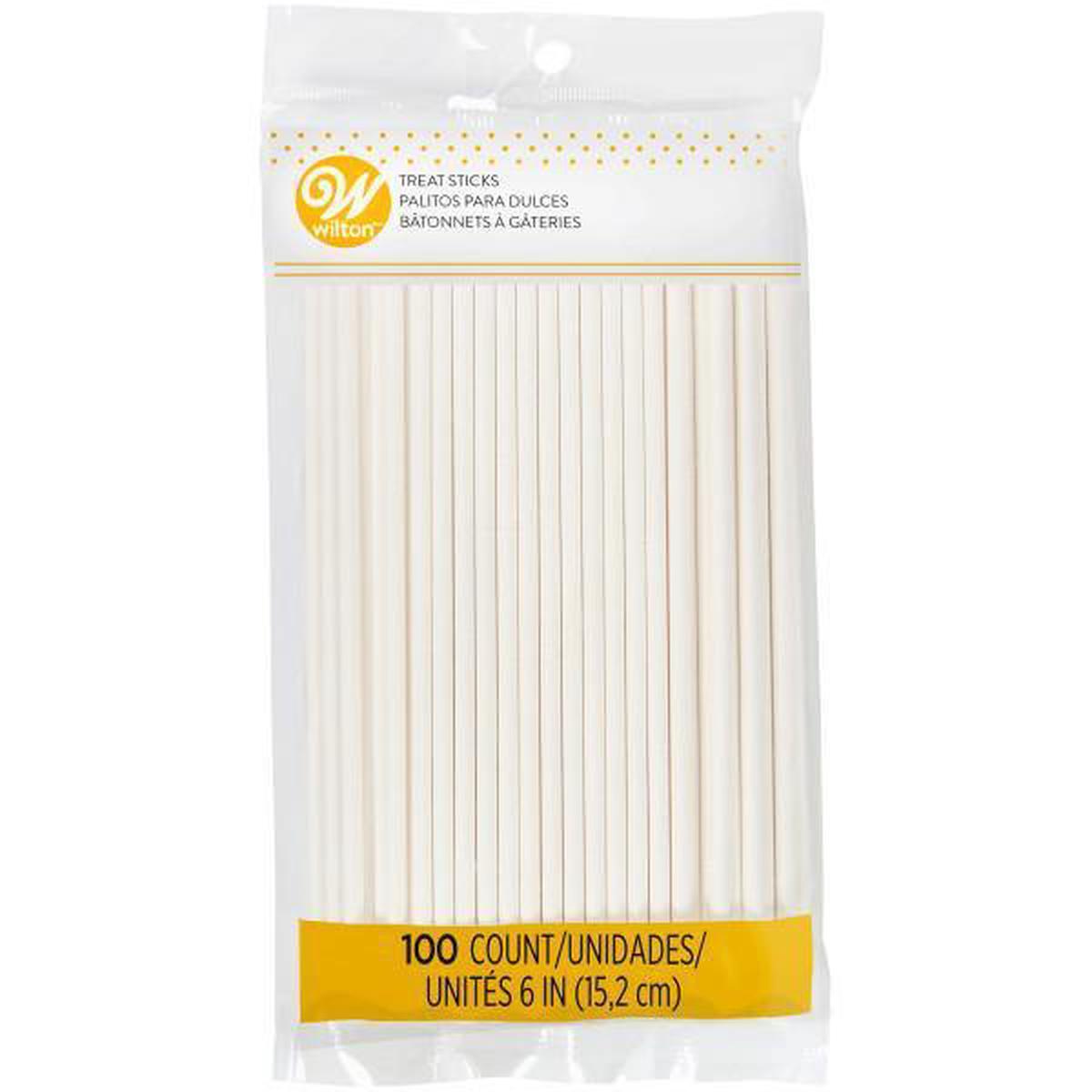 Wilton 100 Treat Sticks White Plastic 6in