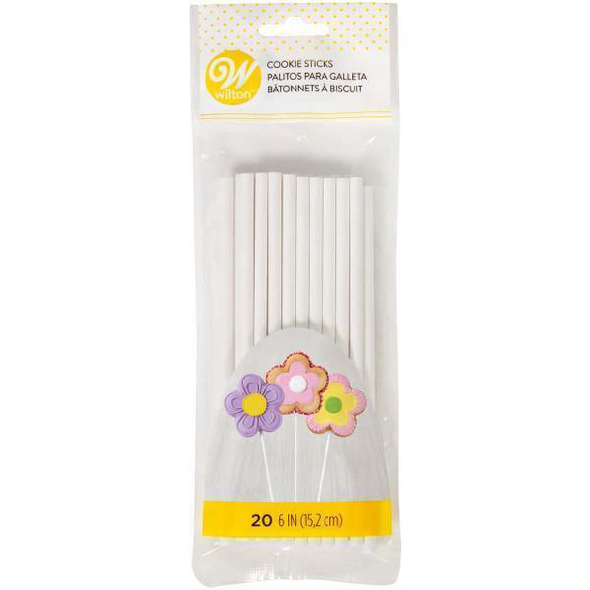 Wilton 20 Cookie Sticks White Plastic 6in 0.19in thick