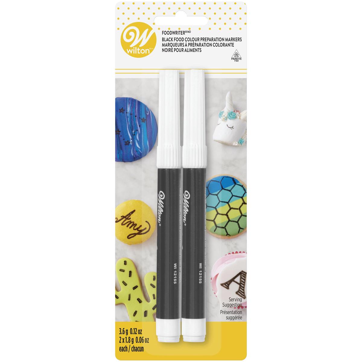 Wilton 2 Black Food Color Markers - Edible 0.06oz (1.8g) each