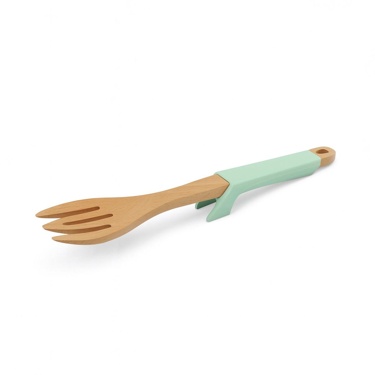 60304-8 Bamboo Slotted Fork  Mint Green Handle