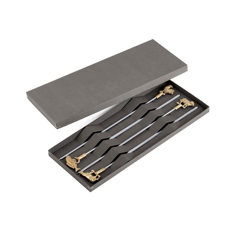Triangle Set of 4 Stainless Steel Skewers in Gift Box