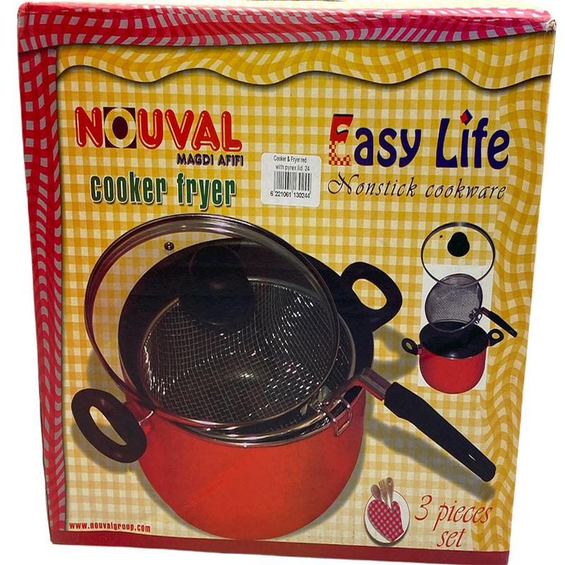 Aluminium Nouval potato fryer with pyrex cover 24cm