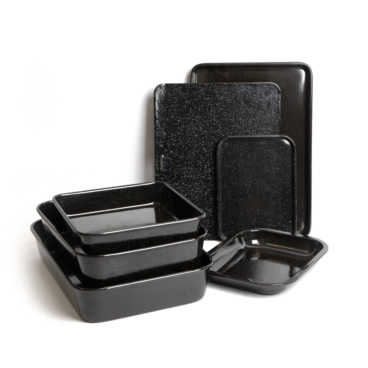 7pc Vitreous Enamel Non-Stick Cookware Set with 3x Roasting Pans and 4x Baking Trays