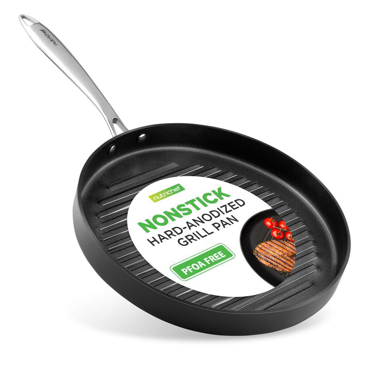 12 Hard-Anodized Nonstick Grill - Dishwasher Safe Nonstick Grill Pan