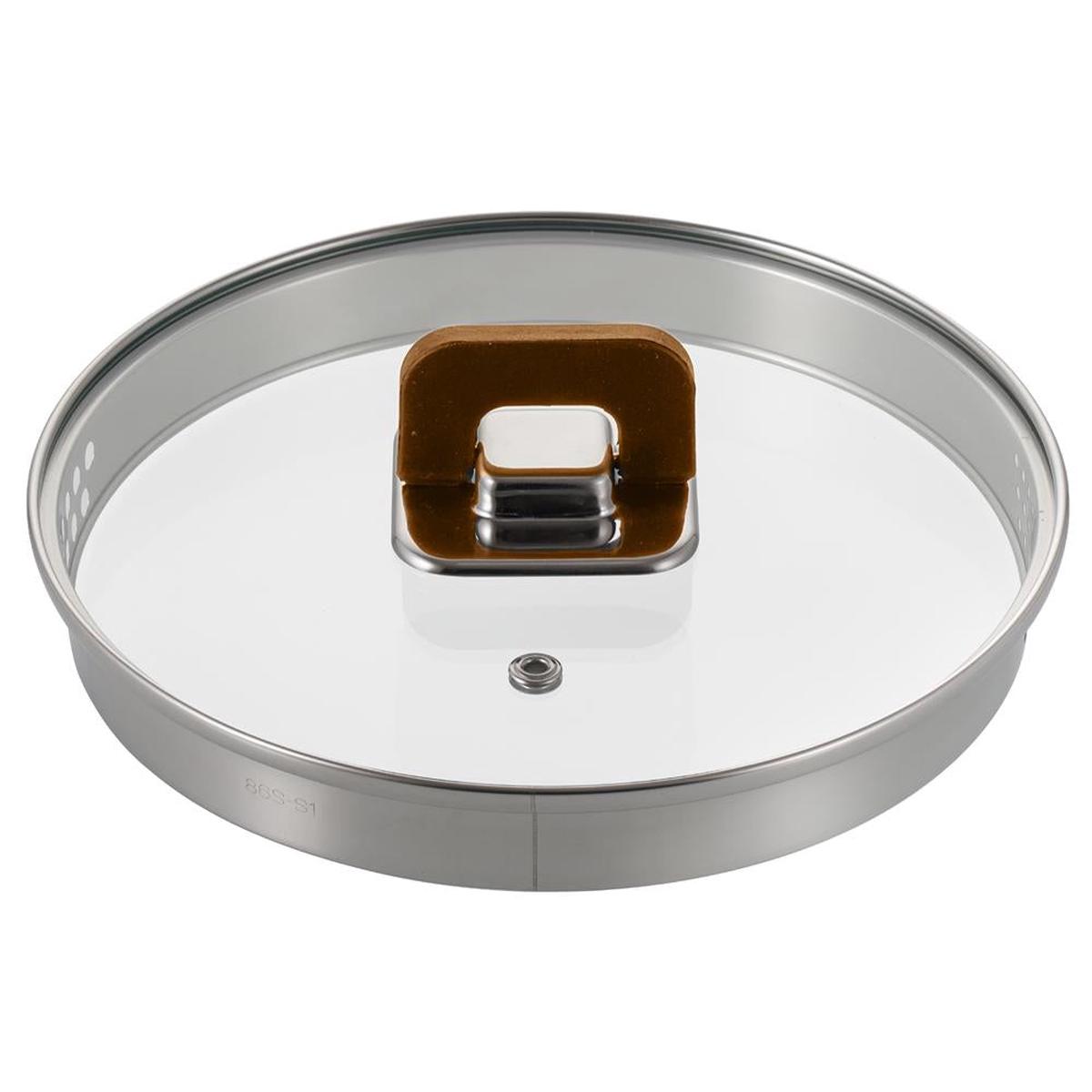 3.1 Qt Saucepan Lid - See-Through Tempered Glass, Oven Safe, Brown