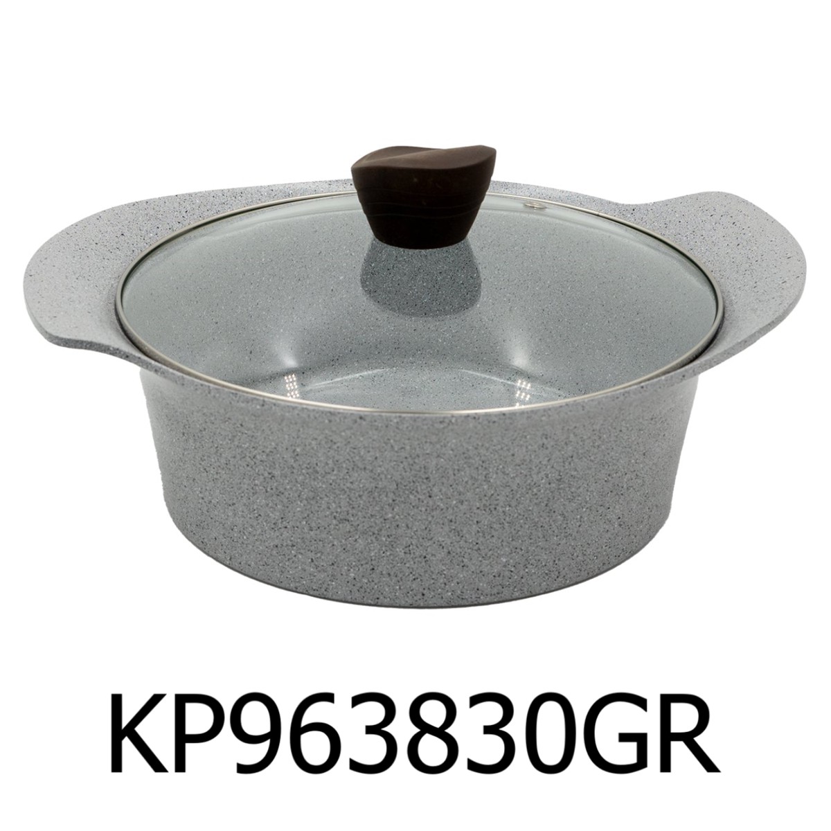 24cm Grey Marble Ceramic Coating Low Pot