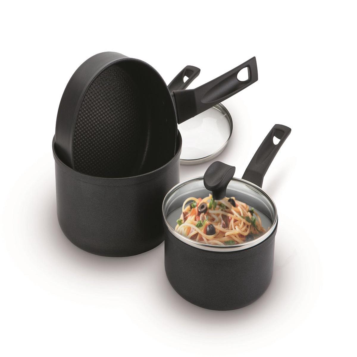 9 X Tougher: Non-Stick Saucepan Set - 3 Pieces