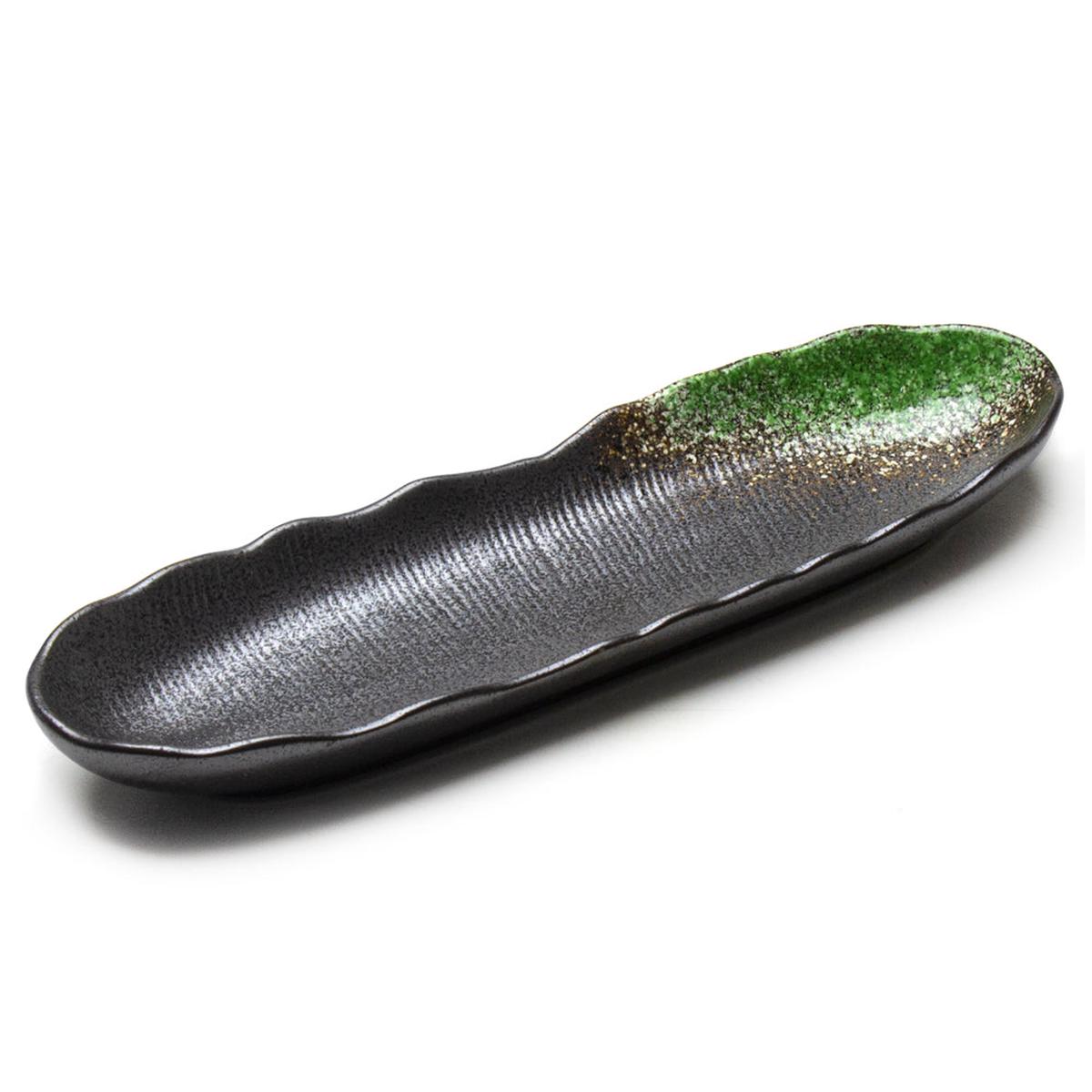 1325 25H Rectangular Porcelain Platter BlackGreen