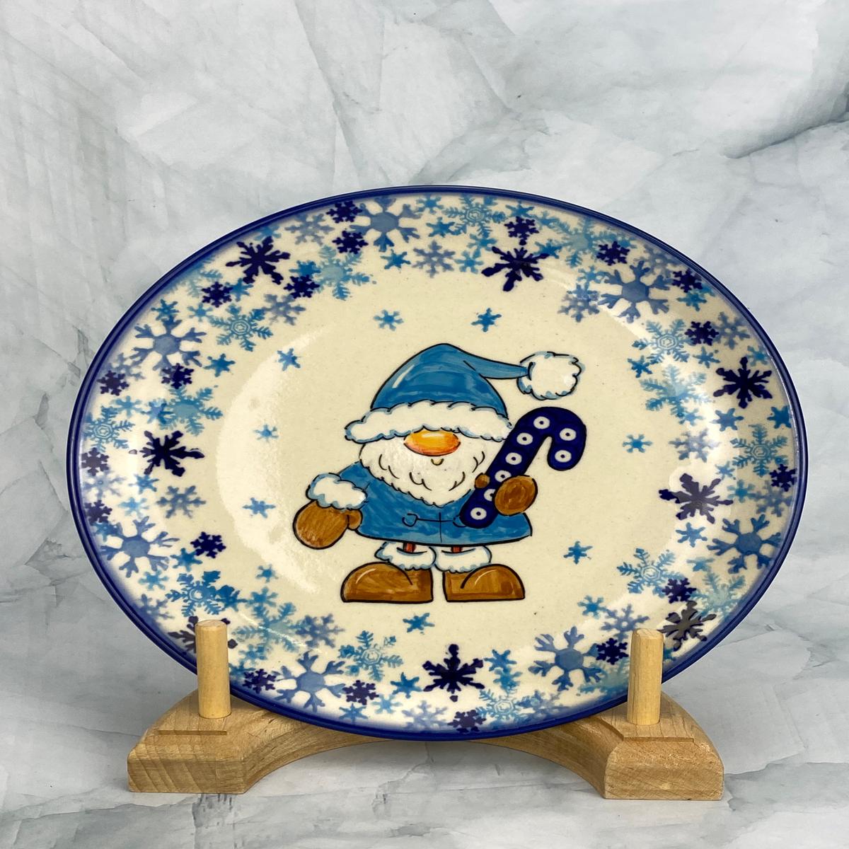 Moja Gnome Dessert Plate - Blue Coat Owl Eye Candy Cane