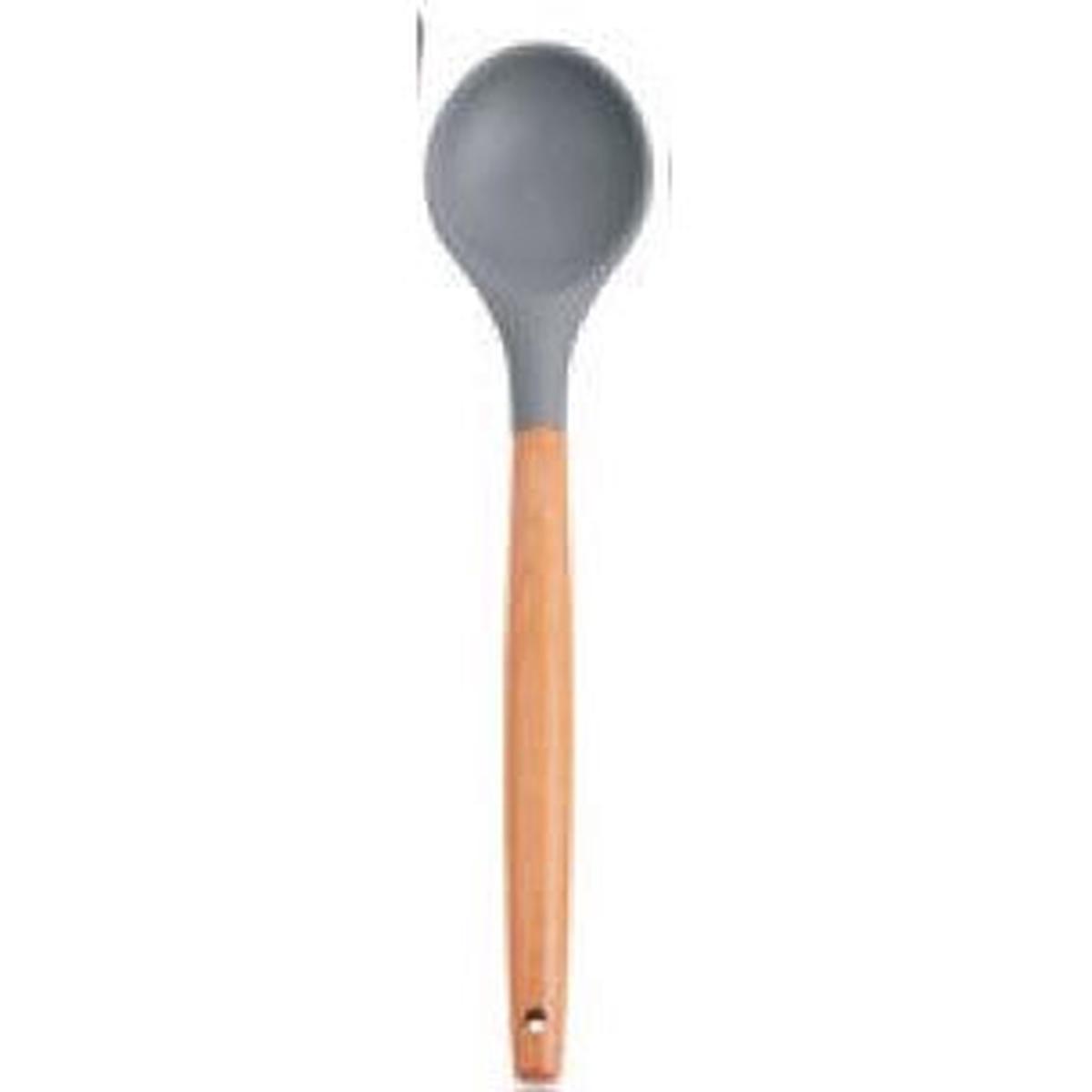 SILICONE NYLON BLADE UTENSILS WBEEHCH WOOD HANDLE SOLID SPOON 12-35 (320MM)