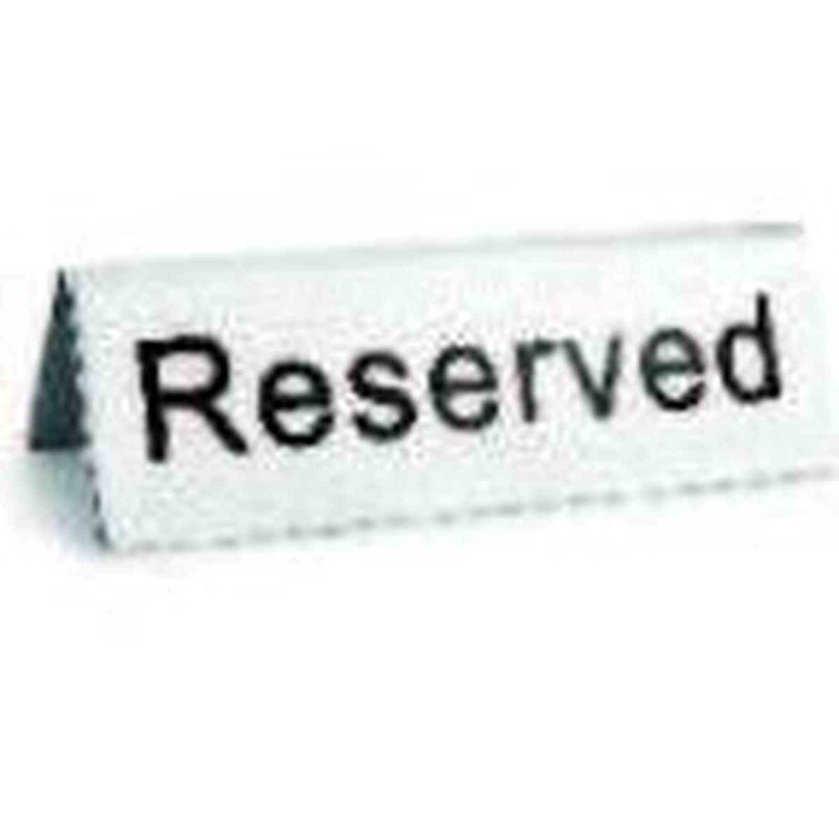 STAINLESS STELL RESERVED SIGN WITH BLACK LETTERING PRINTED ON BOTH SIDESDIM4 5