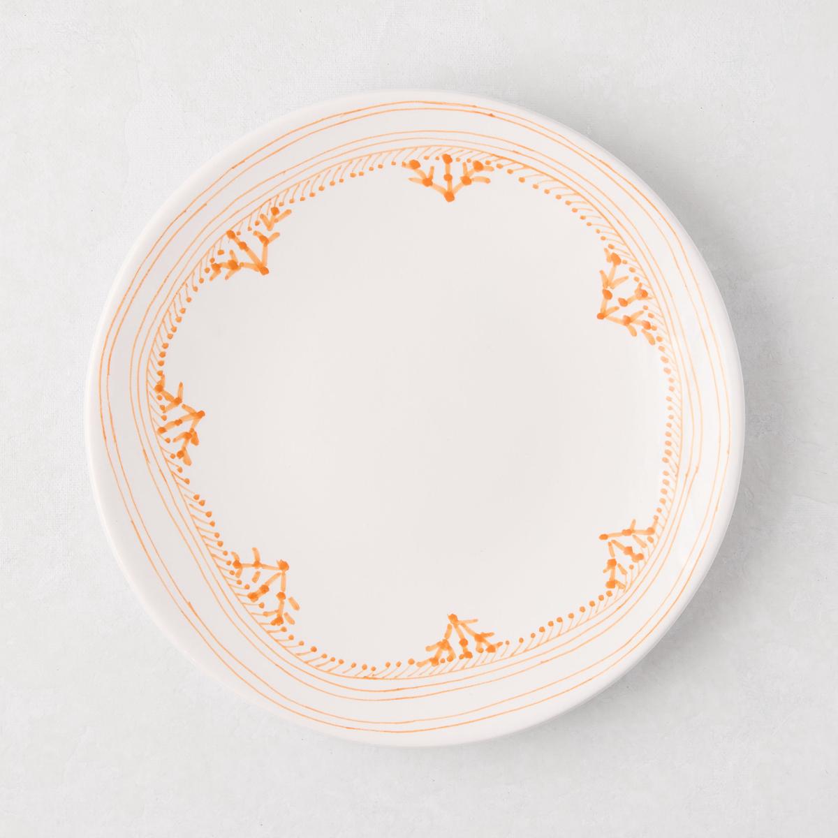 Peter Dunham Hudson Grace Orange Fez Hand-Painted Salad Plate