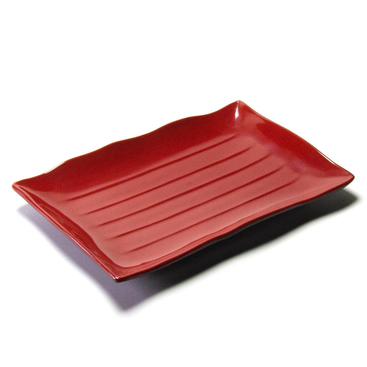 Melamine Rectangular Plate 13-12x9 BlackRed