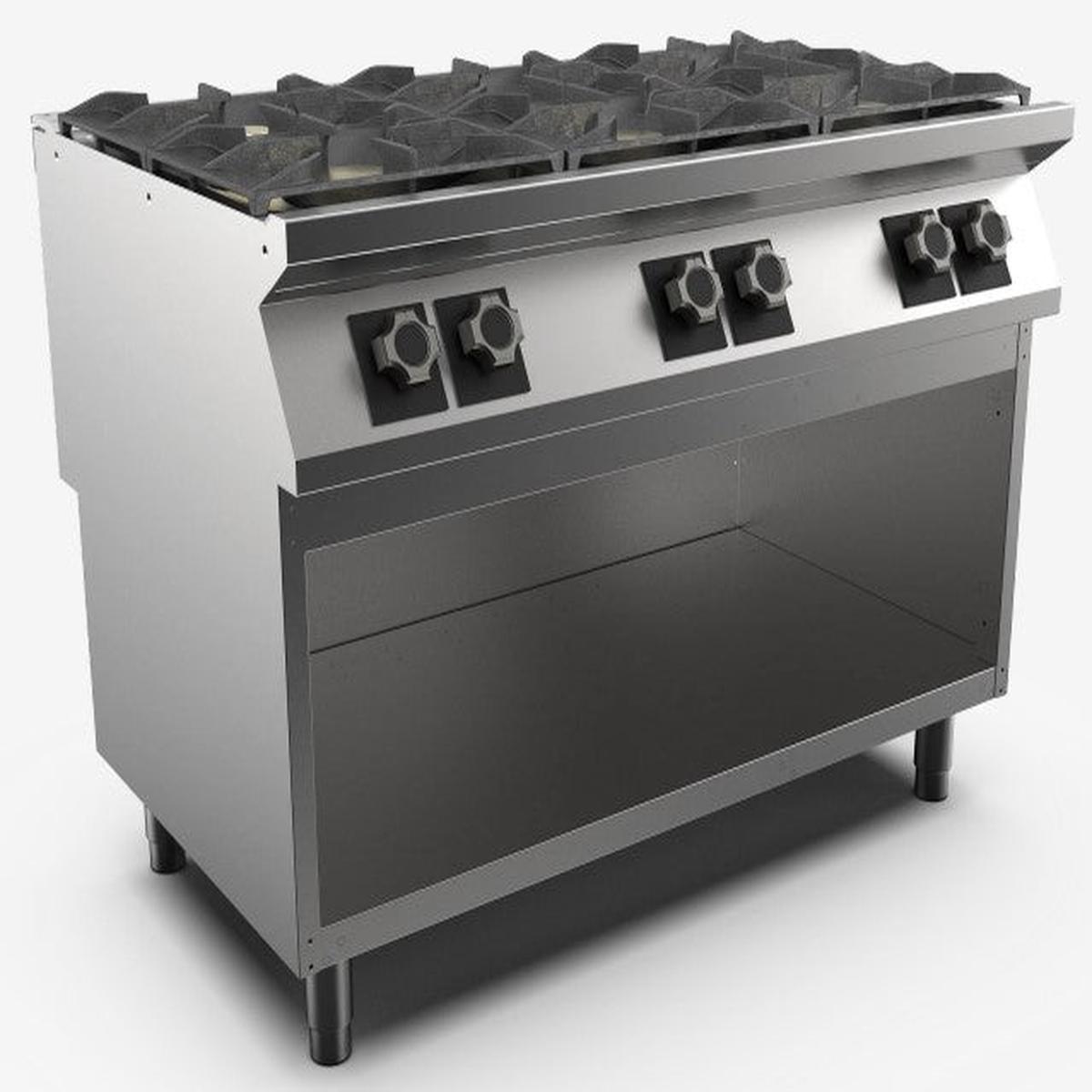 (MAMC0003049) 120 cm 6 Gas Burner Boiling Top on Open Stand with MAMC0006460M - ABVP6M Door for 600 mm Stand