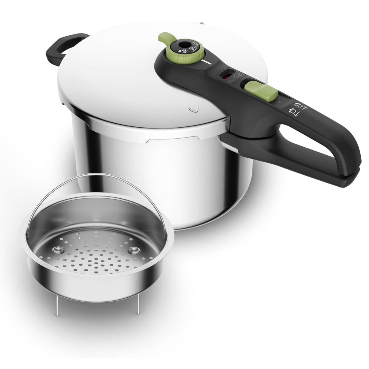 Tefal Secure Trendy Pressure Cooker 6 L with Basket 2-Level Cooking Regulator