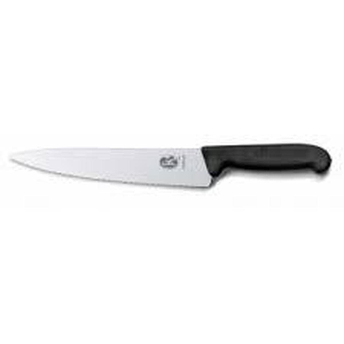 VICTORINOX- KITCHEN CARVING KNIFE FIBROX WAVY BLADE - 19 CM