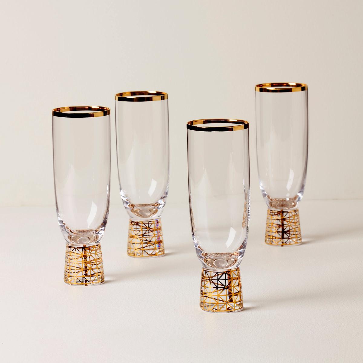 Tuscany Classics Gold Frost Flute Glasses Set of 4
