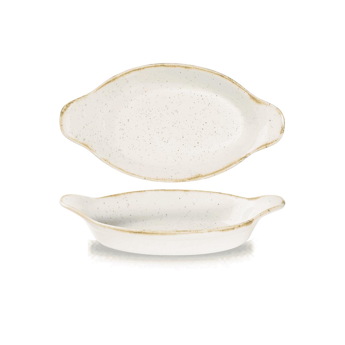 STONECAST BARLEY WHITE INTERMED OVAL EARED DISH 9 18 X 5 BOX 6