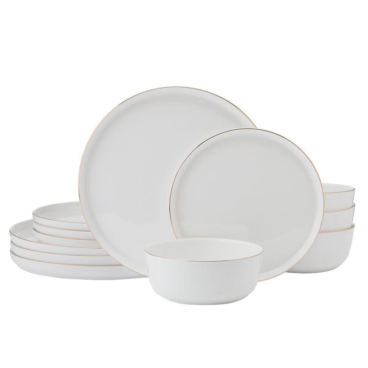 Samantha Gold Rim 12 Piece Dinnerware Set Service for 4