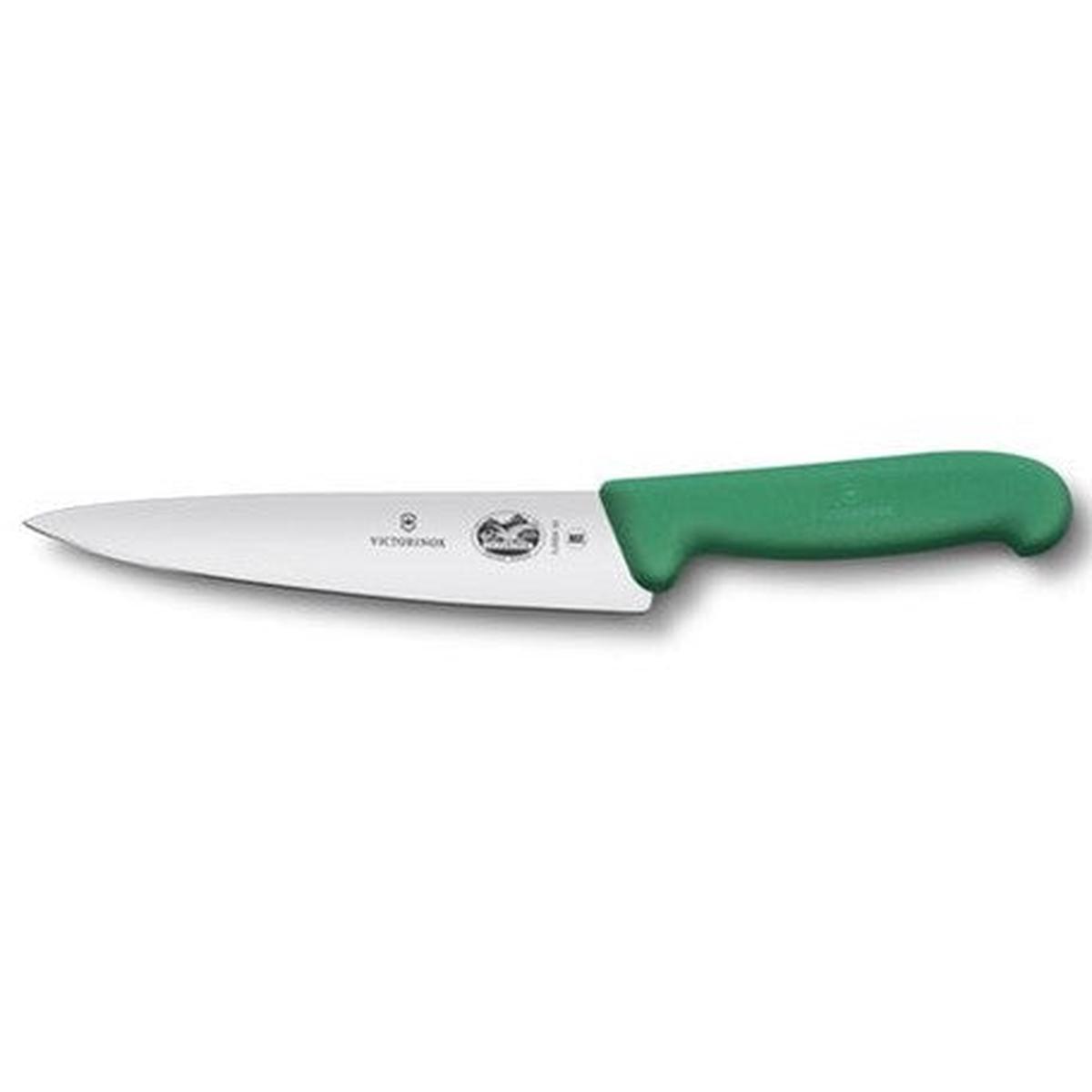 VICTORINOX KITCHEN CARVING KNIFE 19 CM GREEN FIBROX HANDLE