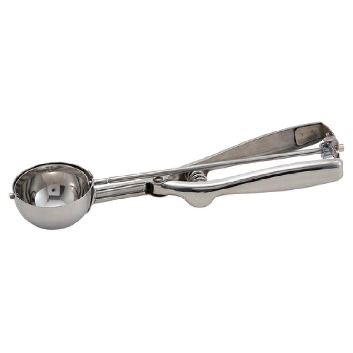 Winco ISS-24 1-34 Oz Disher Round Bowl 188 Stainless Steel Squeeze Handle