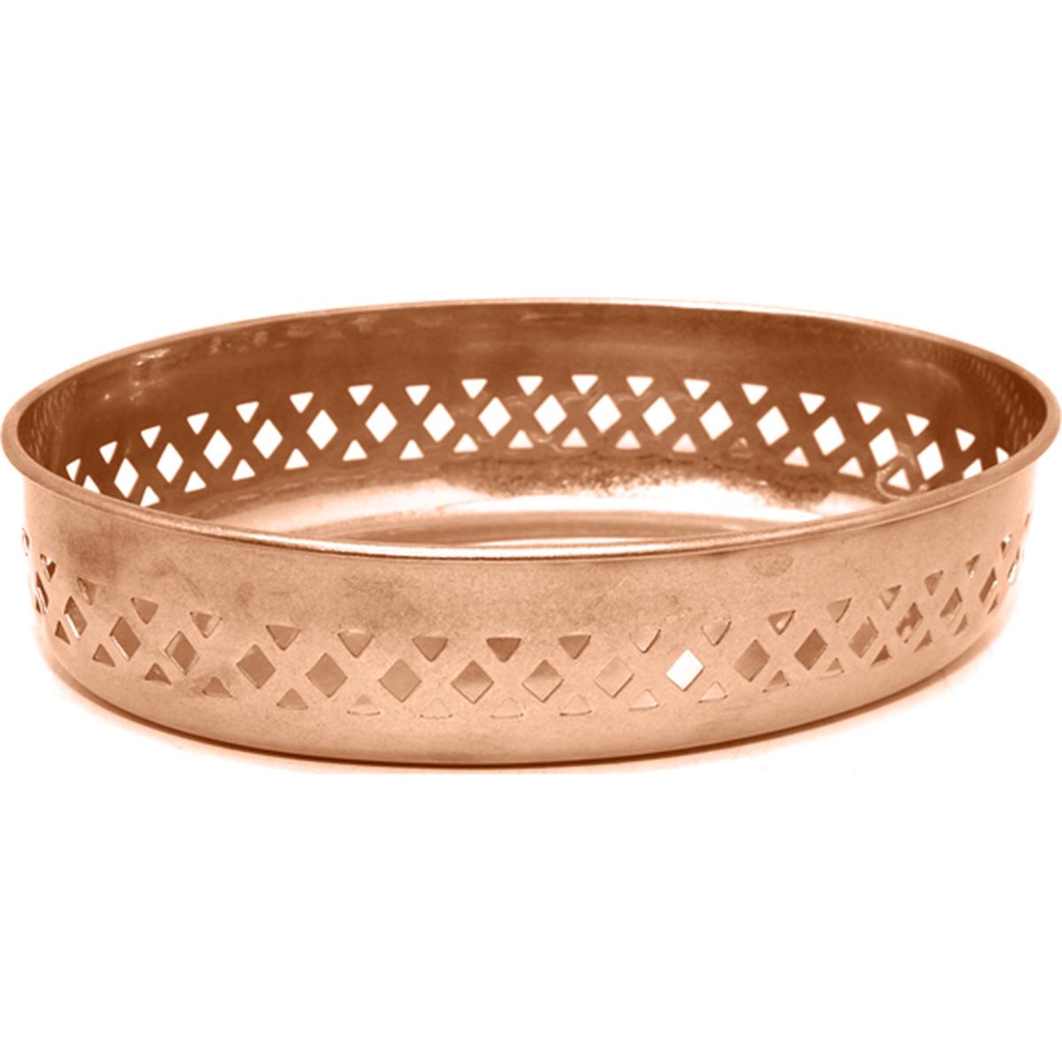 OVAL FRUIT BASKET-MEDIUMSS PLAIN VINTAGE ROSE GOLD FINISHDIM235 5 5CM (PUNCHING DESIN)