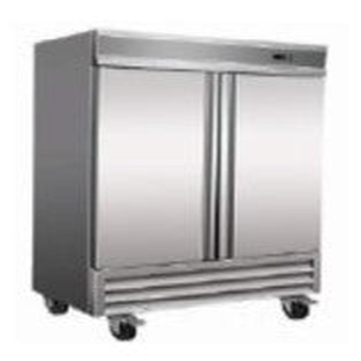 2 Solid Door Upright Refrigerator with 3 Shelfs each side and Castors