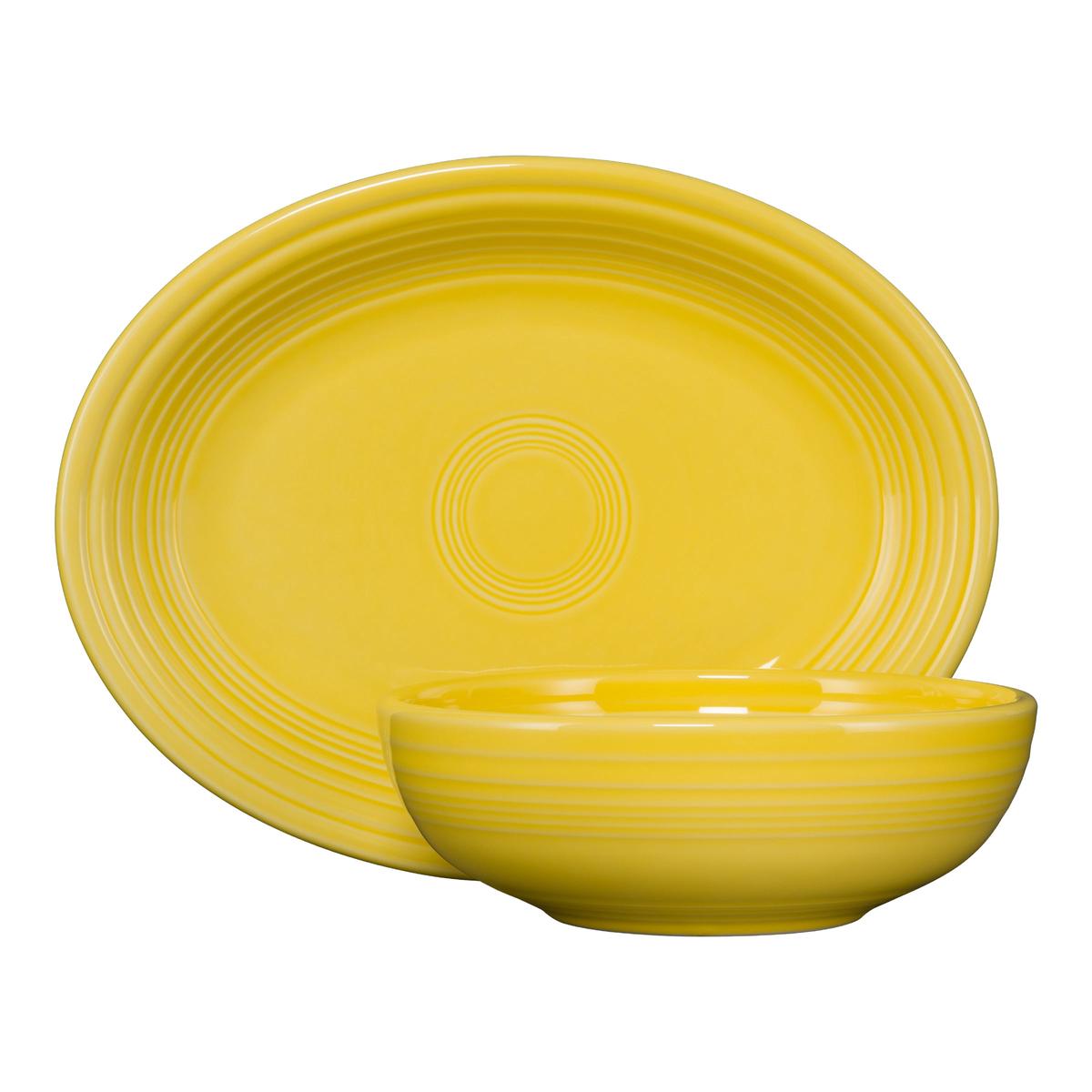 New Retired 2-Piece Serve Set 11 58 Inch Oval Platter 38 OZ Bistro Bowl