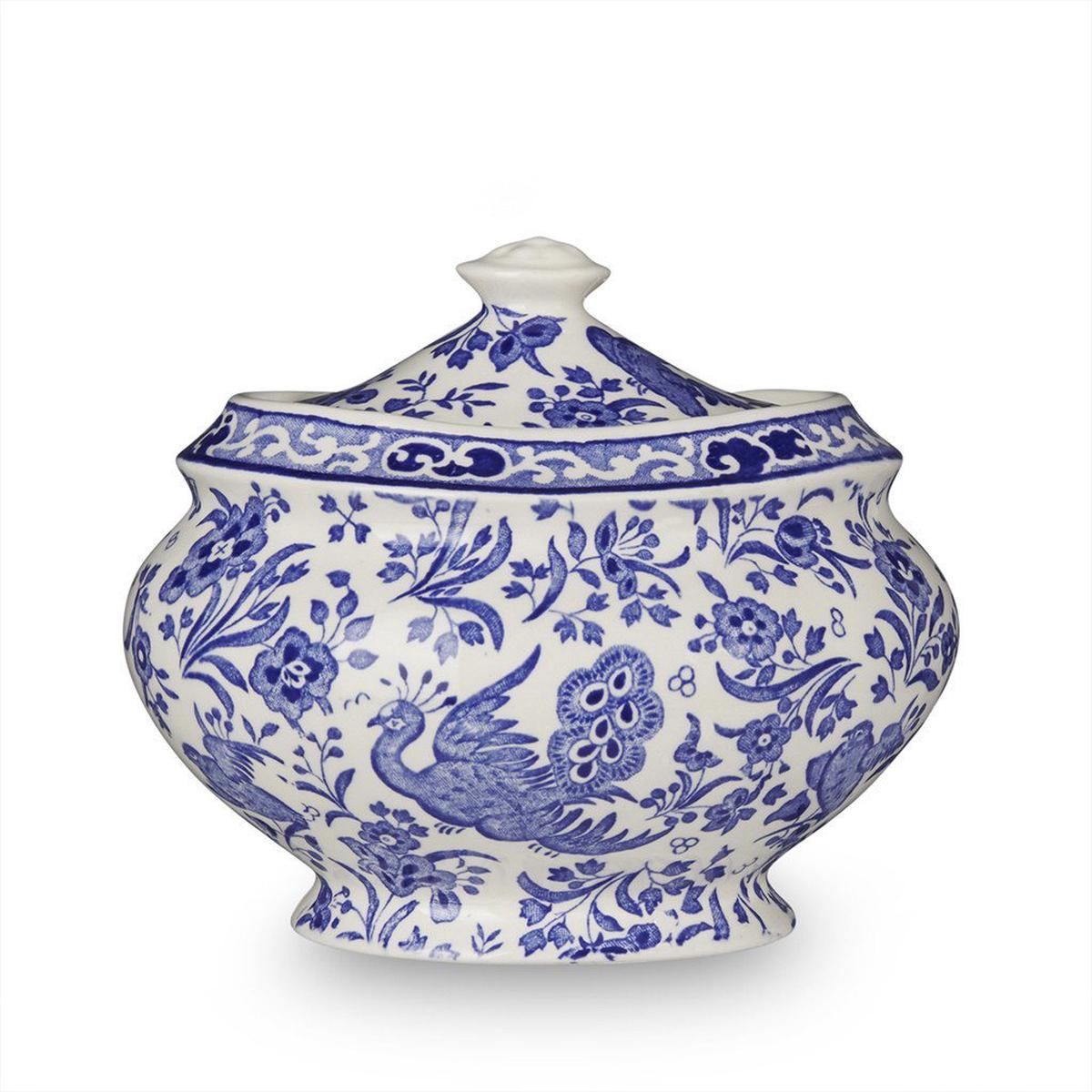 Blue Regal Peacock Jam Pot Covered Sugar Pot 480g1lb