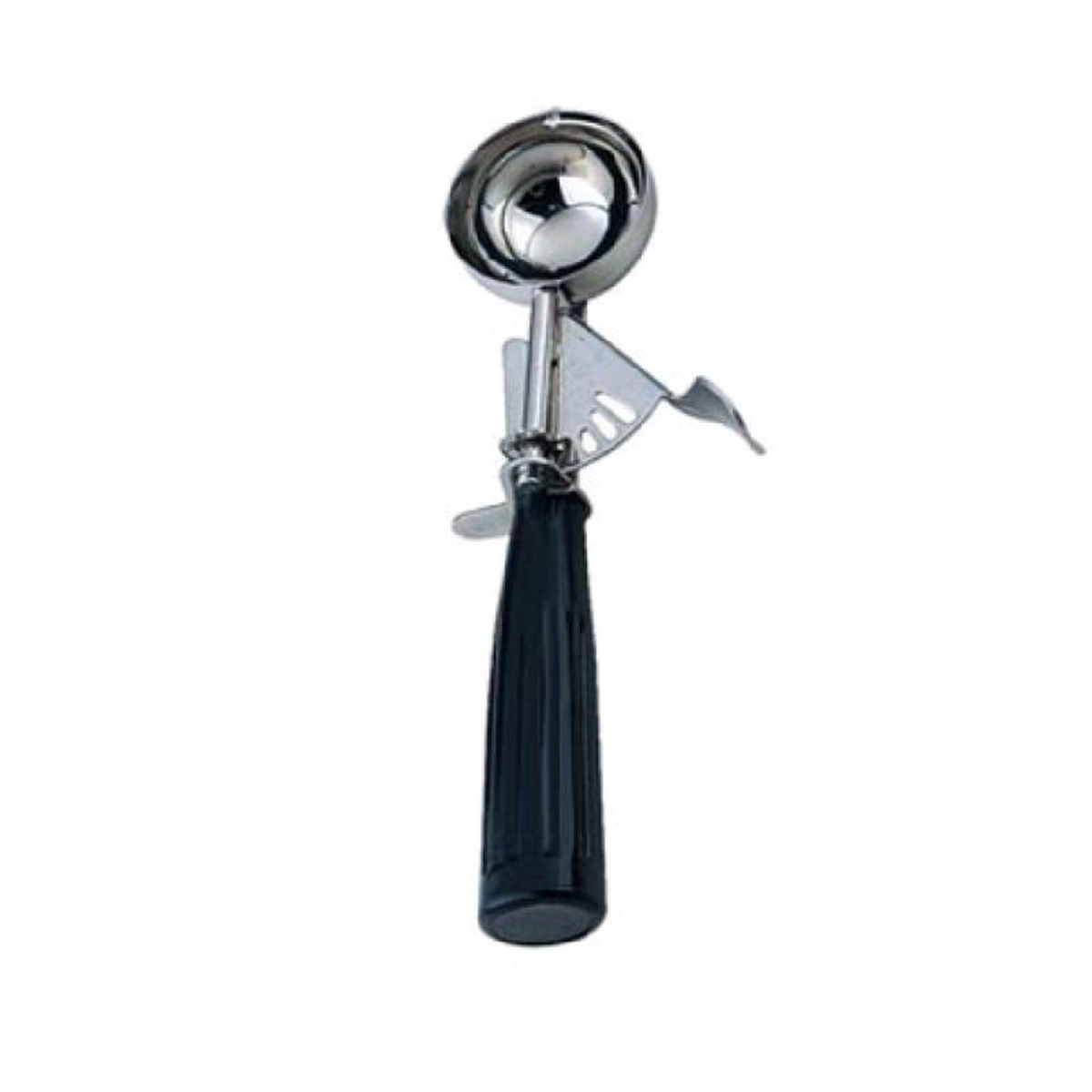Omcan 34847 1 oz Ice Cream Scoop Thumb Press Black Plastic Handle Stainless Steel