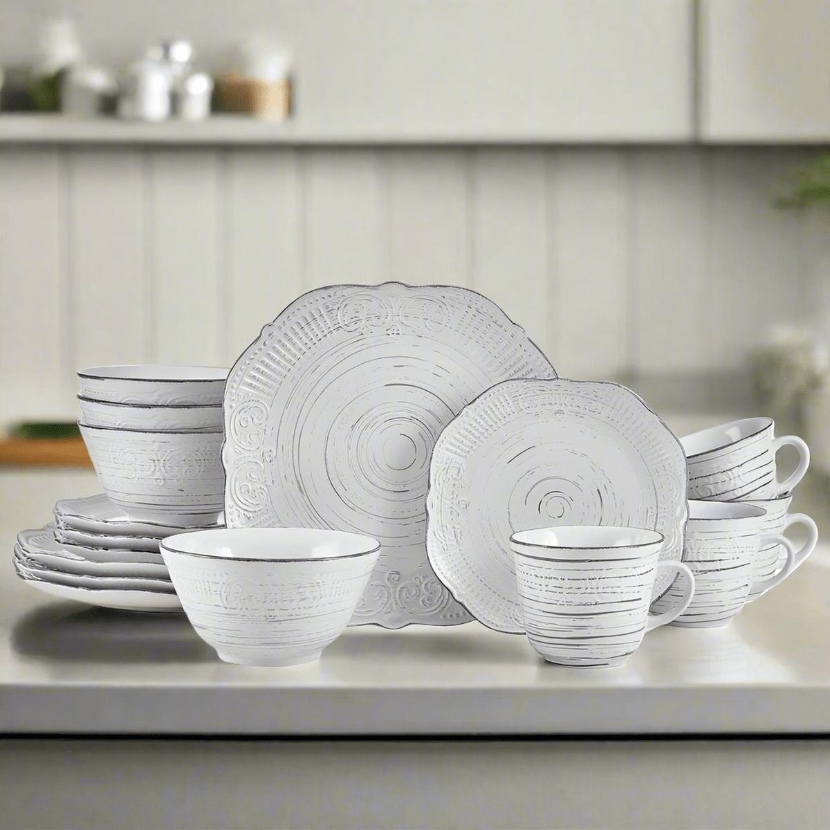 Isabella Gray 16 Piece Dinnerware Set Service for 4