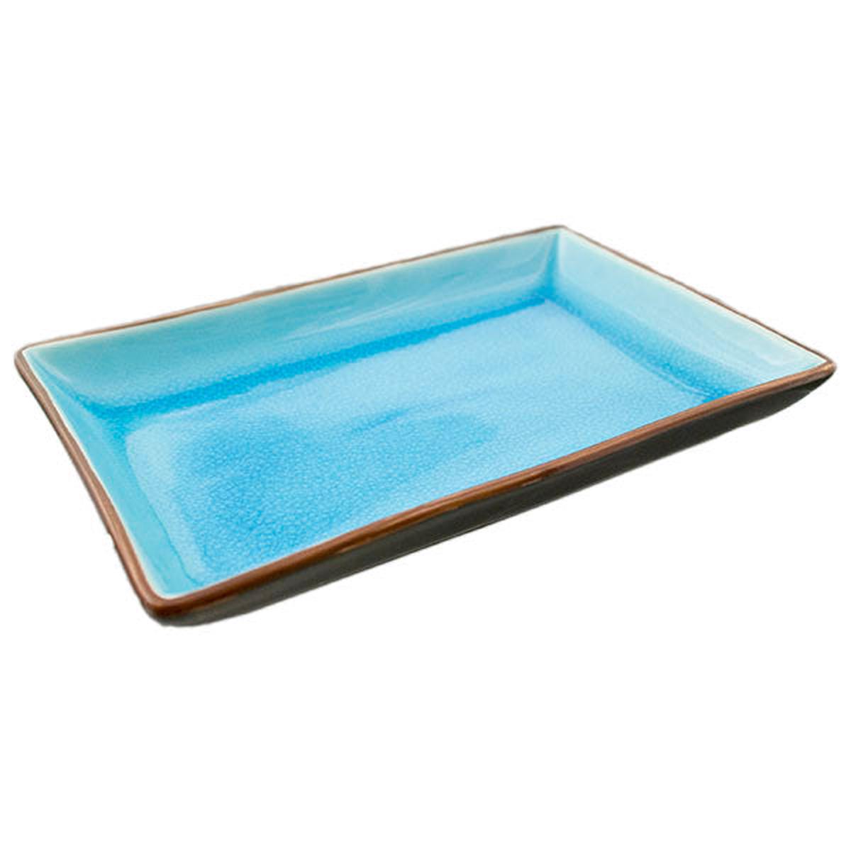 Porcelain Rectangular Plate 975x6x125H Blue