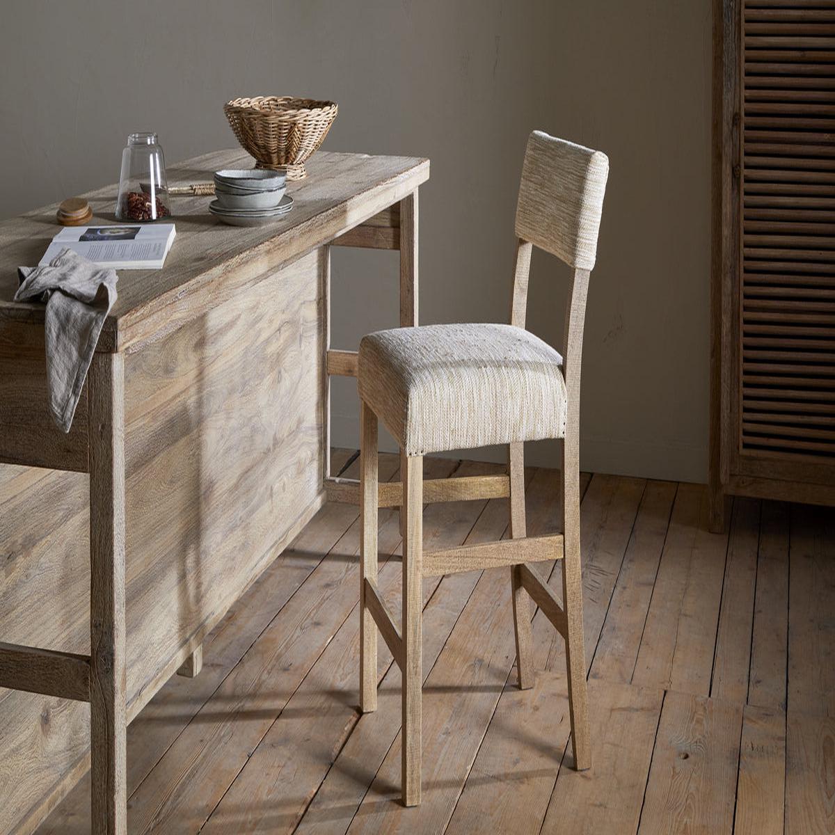 Zoha Cotton Jute Upholstered Counter Chair - Natural