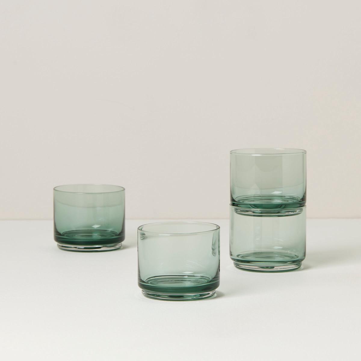 Tuscany Classics Stackable Green Short Glasses Set of 4