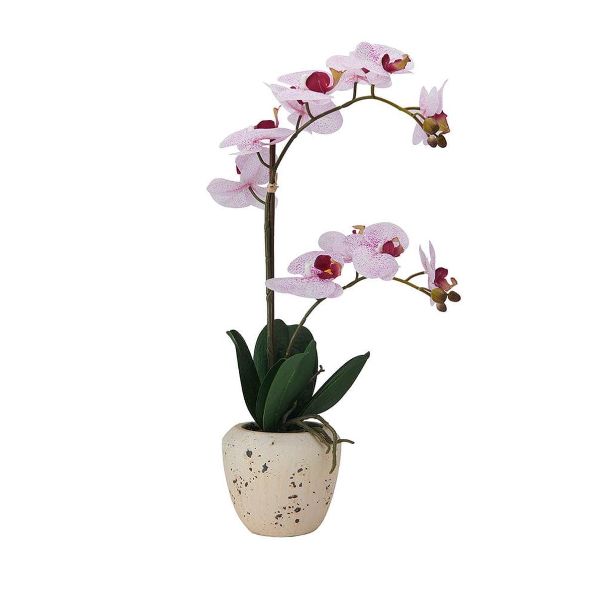 22 Inch Faux Orchid in Rustic Pot Pink Spot