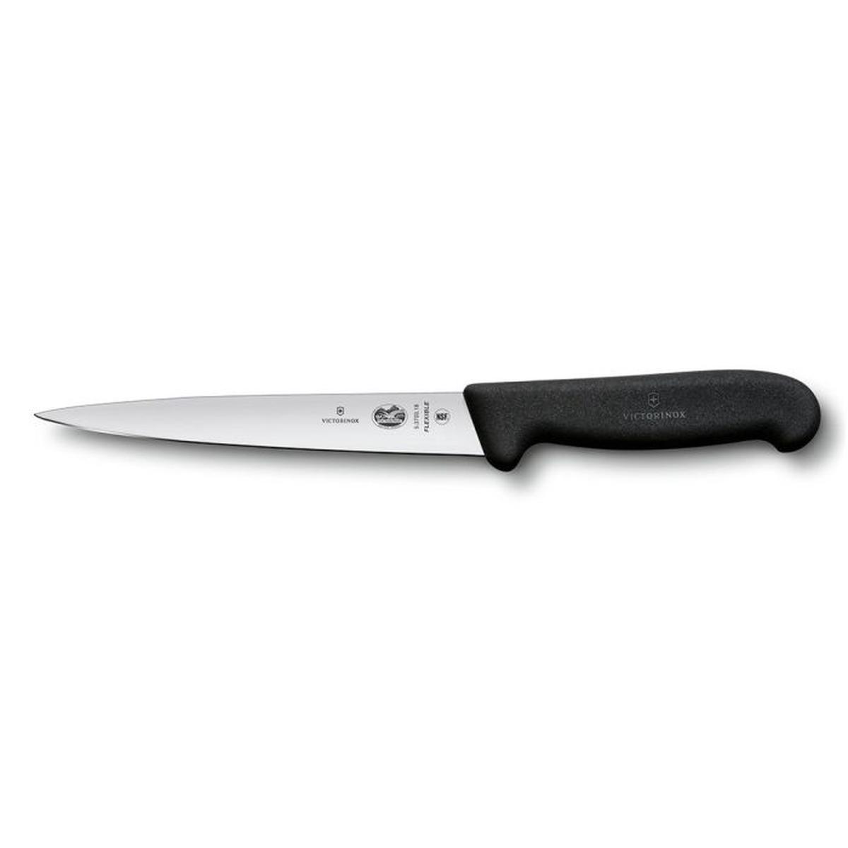 VICTORINOX FILLETING KNIFE FLEXIBLE FIBROX HANDLE BLACK - 18 CM
