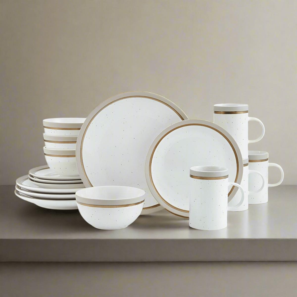 Ezra Taupe 16 Piece Dinnerware Set Service for 4