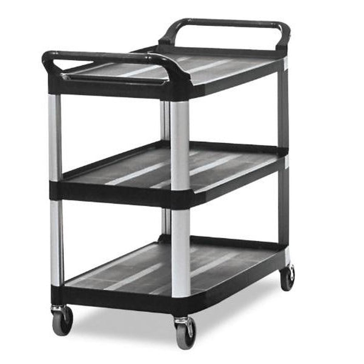 RUBBERMAID 3 SHELF UTILITY CARTBUS - BLACK
