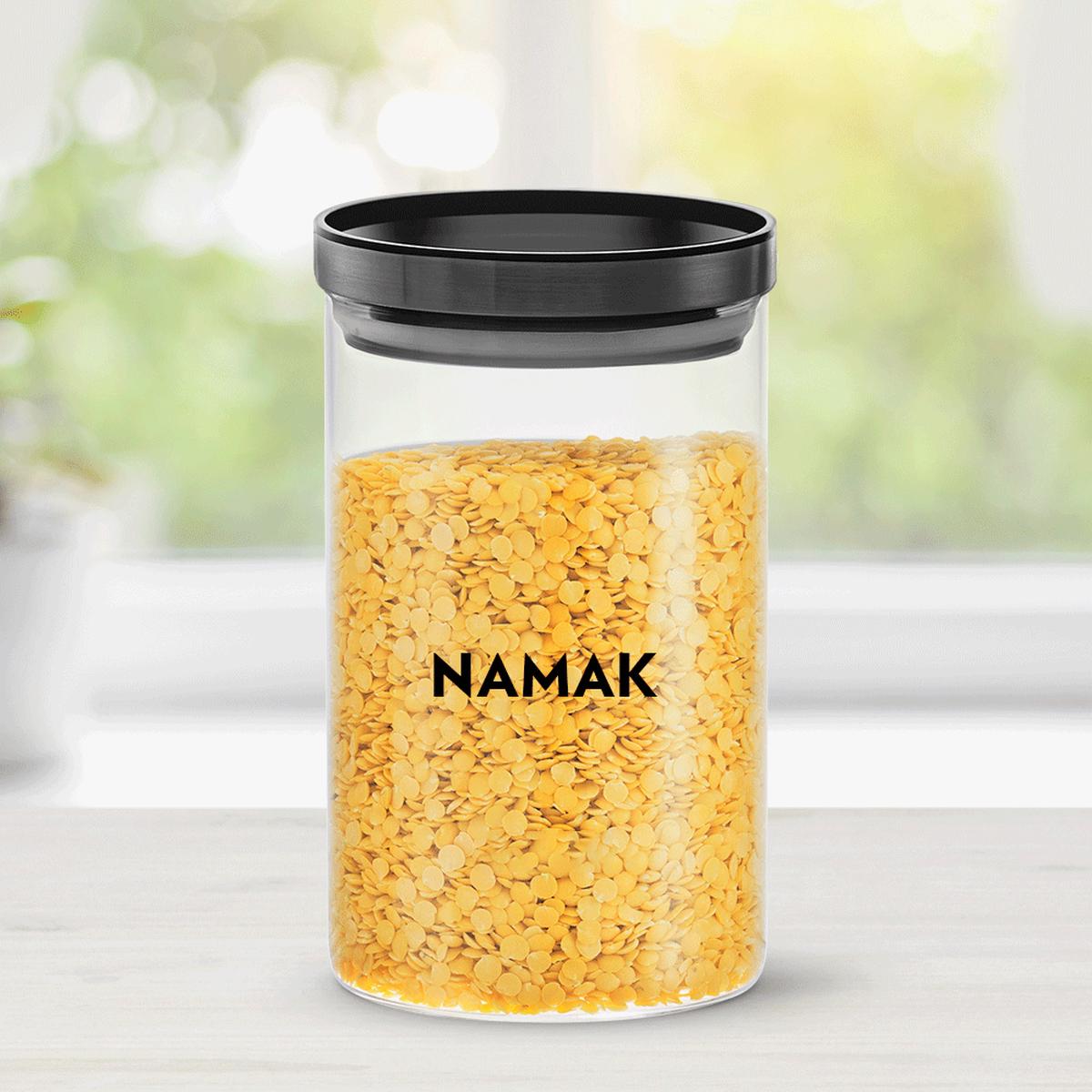 Stack n Store Airtight Glass Jar with Black PP lid Personalise
